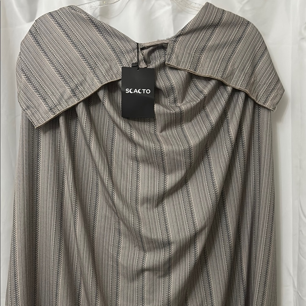 Gray Long Sleeve Cowl Neck Dress for Work